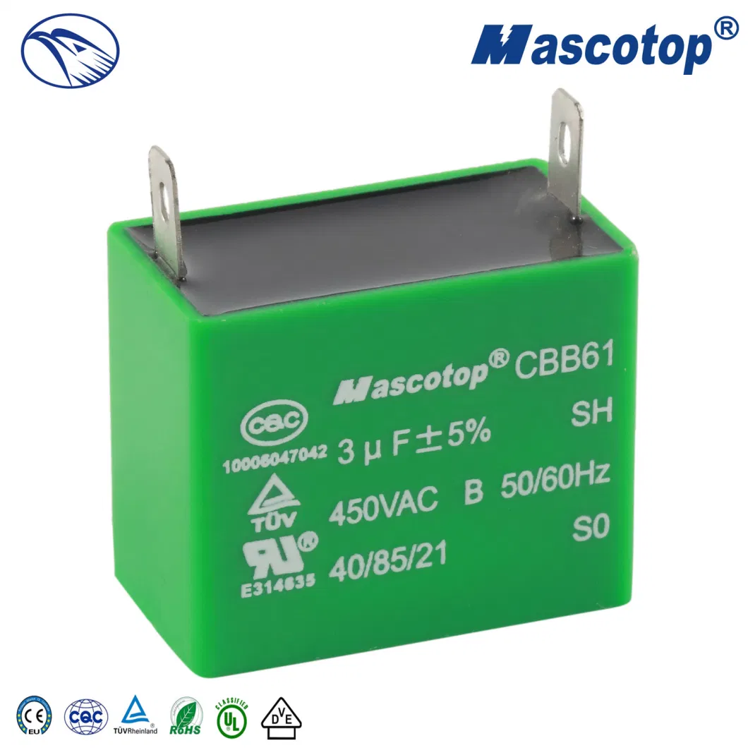 Cbb61 3UF 450VAC Capacitor Electric Fan Capacitor for Sale