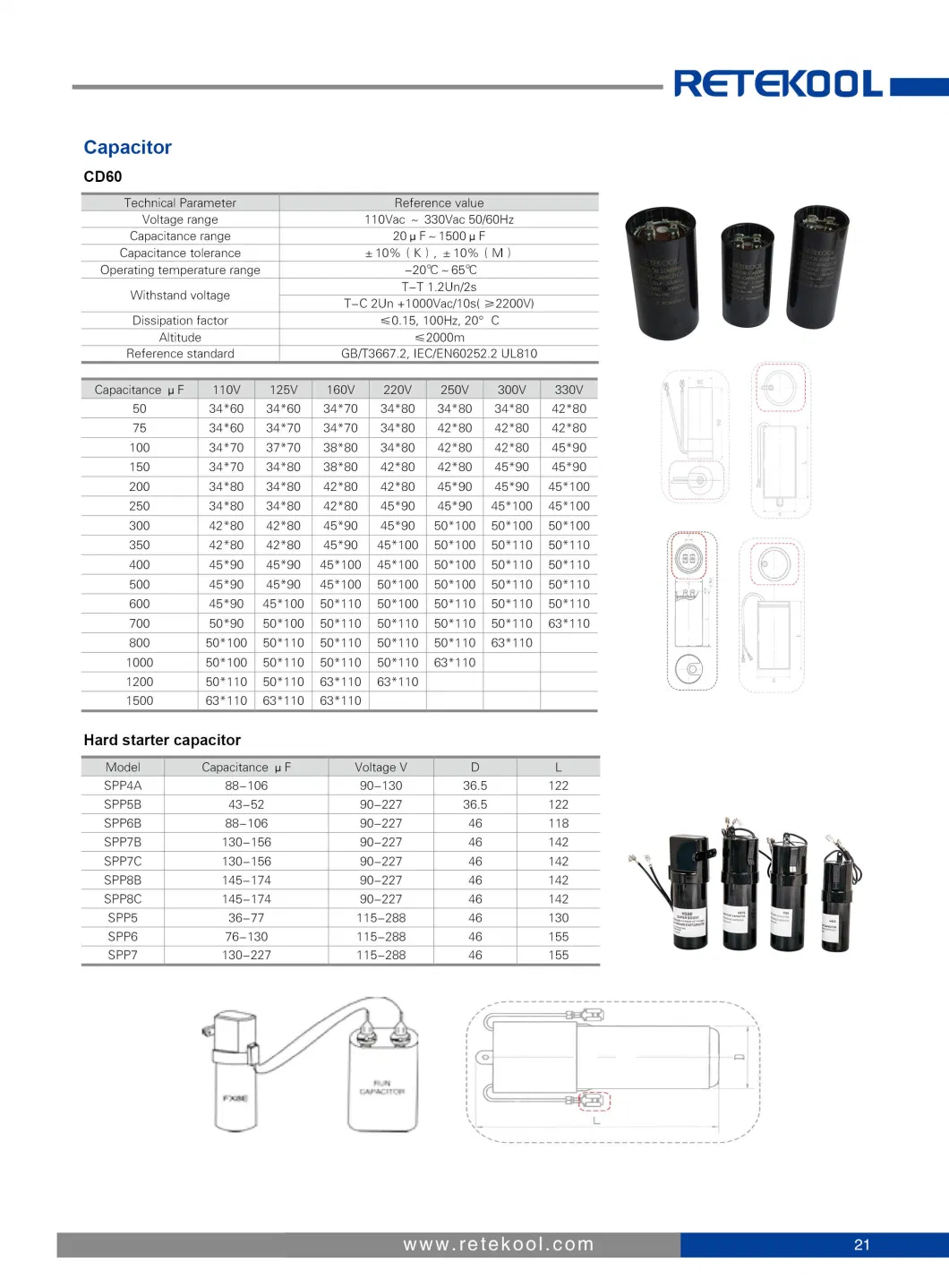 Cbb65 450acv Air Conditioner Parts Motor Run Capacitor