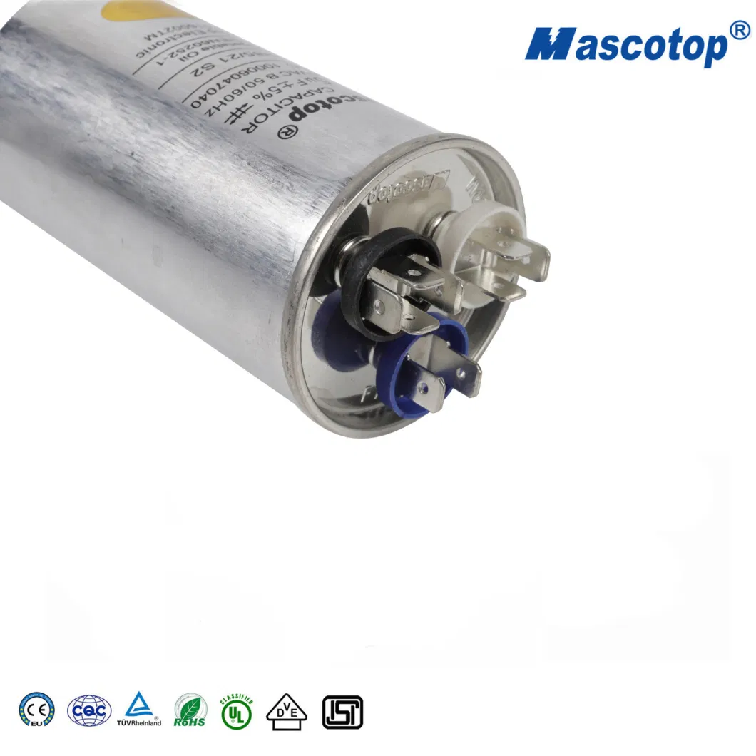 Mascotop 370/440V Cbb65 Round Aluminum Air Conditioning Electrolytic Capacitor with UL CE TUV Certification Used in Compressor