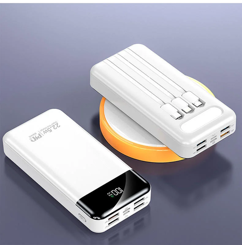 New Products 4 in 1 Line Pd22.5W Custom Portable Super Capacitor Power Bank 30000mAh with Cable