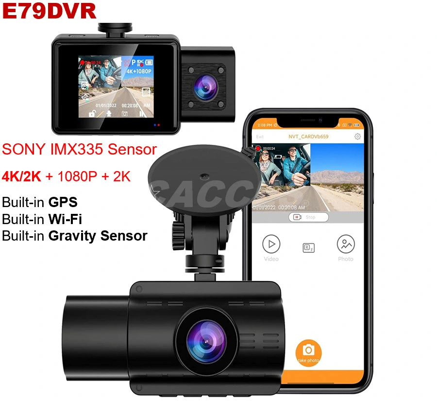 3 Channels 2K Dash Cam, 2K+2K+1080P Front Inside and Rear Three Way Triple Car Camera, IR Night Vision, 24hr Parking Monitor, Capacitor, Support 256GB Max