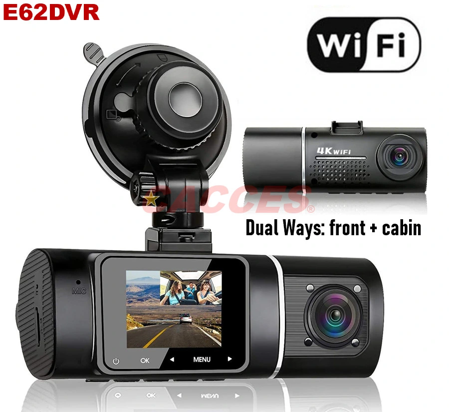 3 Channels 2K Dash Cam, 2K+2K+1080P Front Inside and Rear Three Way Triple Car Camera, IR Night Vision, 24hr Parking Monitor, Capacitor, Support 256GB Max