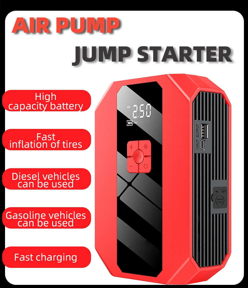 Factory Wholesale 12V Car Emergency Power Super Capacitor Jump Starter with Air Compressor