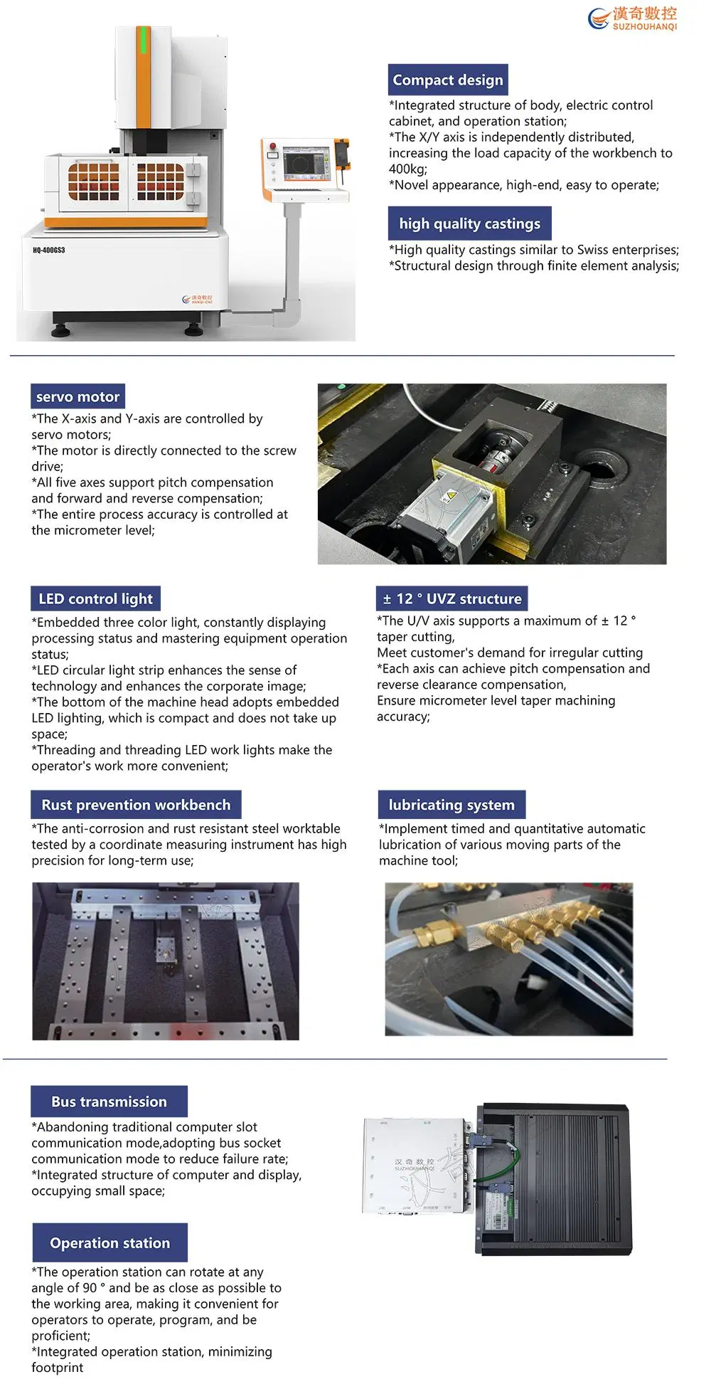 Hanqi High Cutting Speed Wire Cutting Wedm Machine Hq-500GS