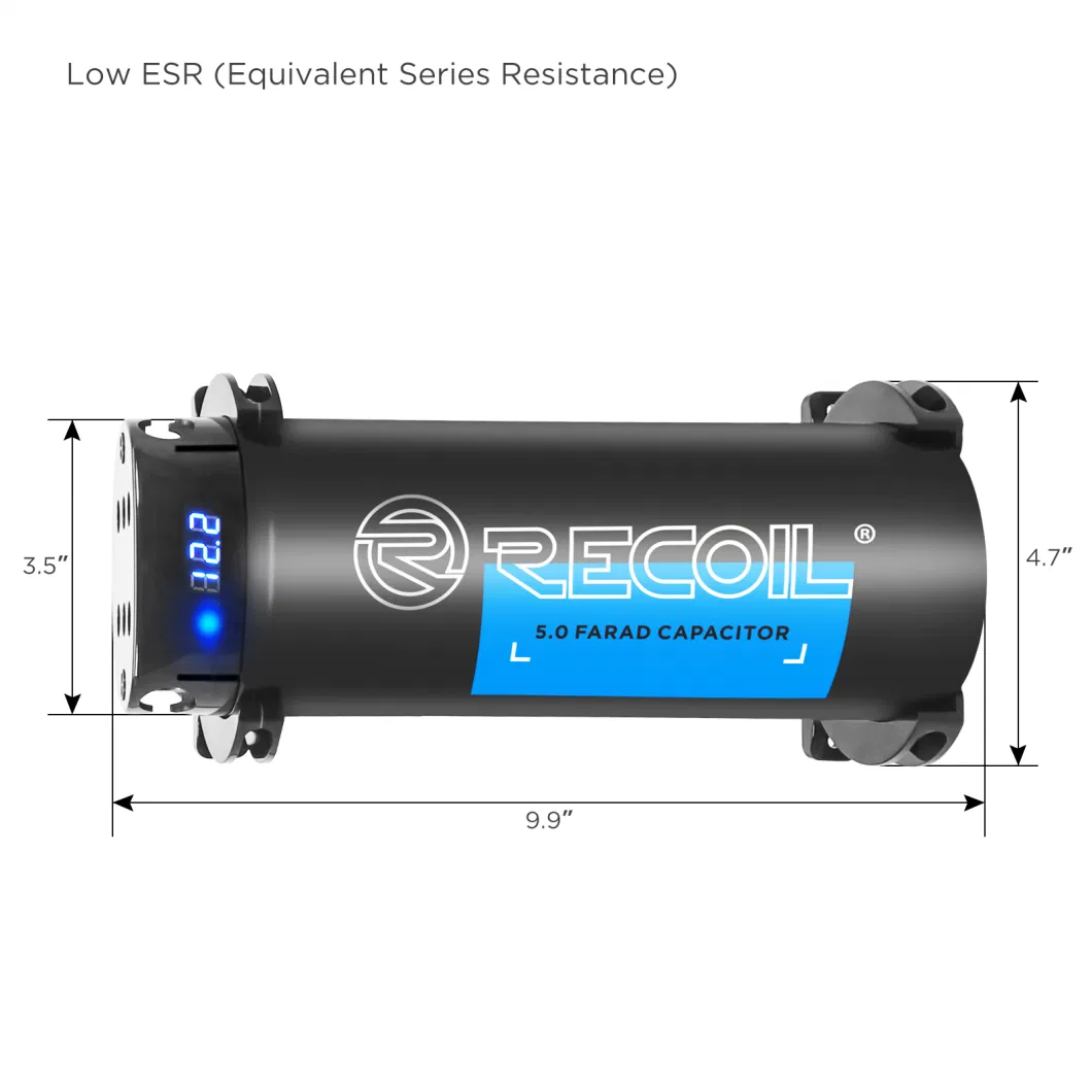 Edge Rec5d 5 Farad 18sv Car Audio Energy Storage Reinforcement Electrolytic Capacitor with Digital Read-out and Built-in Distribution Block for Two Amplifiers