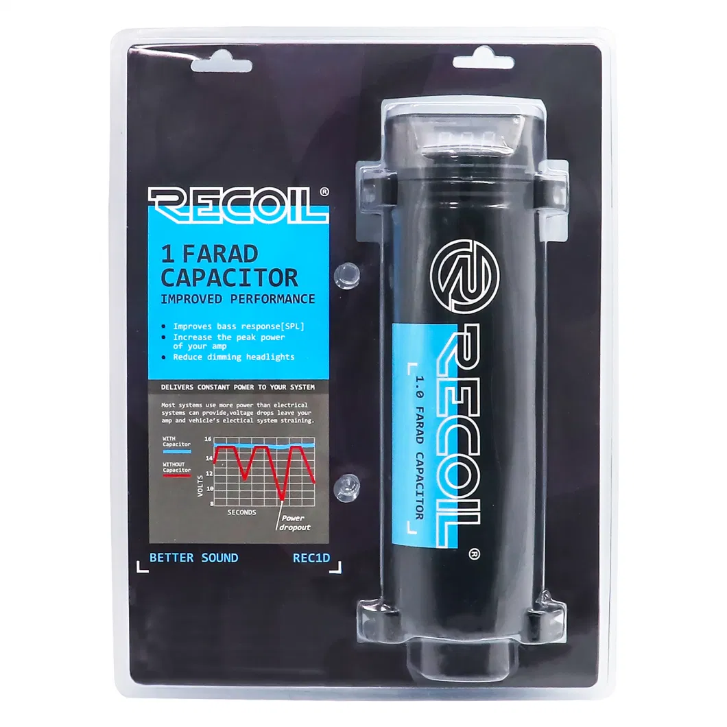 Edge Rec1d True 1.0 Farad 20V Car Audio Energy Storage Reinforcement Capacitor with Digital Read-out and Built-in Distribution Block