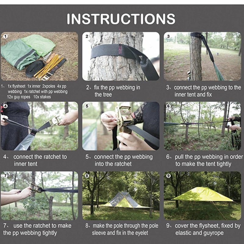 Hanging Tree Tent, Double Hammock for Camping Hiking Backpacking Climbing Traveling Tent, Quadrangle Tree Tent, Backpacking Camping Tree Tent Esg15112