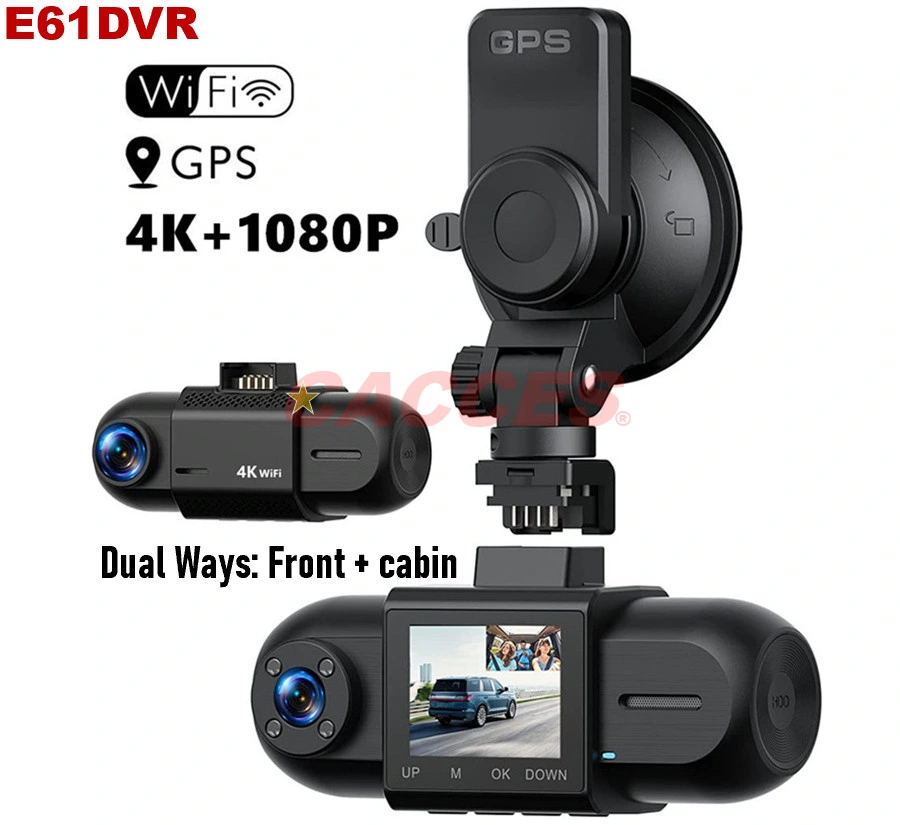 3 Channels 2K Dash Cam, 2K+2K+1080P Front Inside and Rear Three Way Triple Car Camera, IR Night Vision, 24hr Parking Monitor, Capacitor, Support 256GB Max