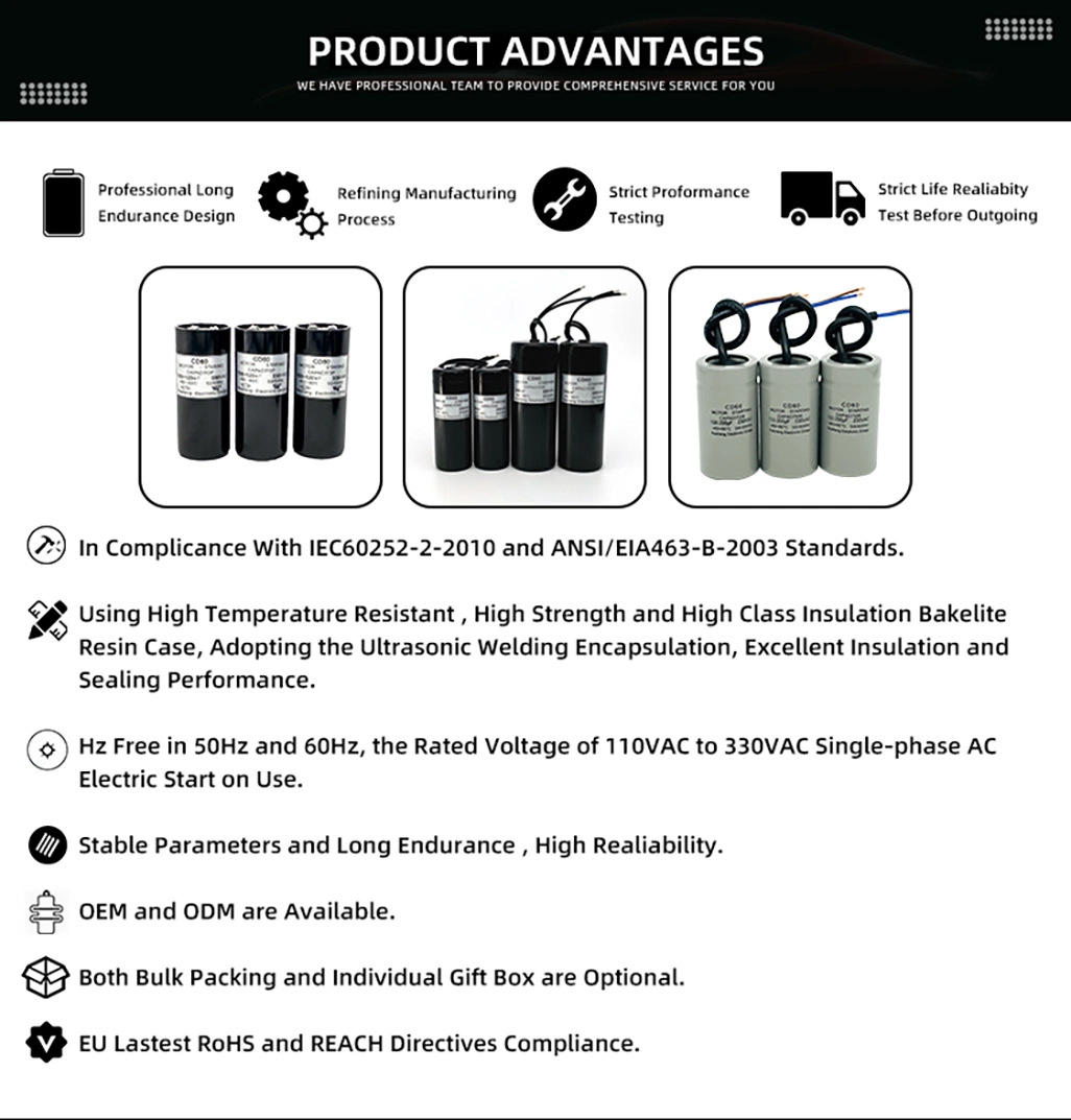 CD60 Motor Starting Capacitors OEM ODM Manufacturer in China