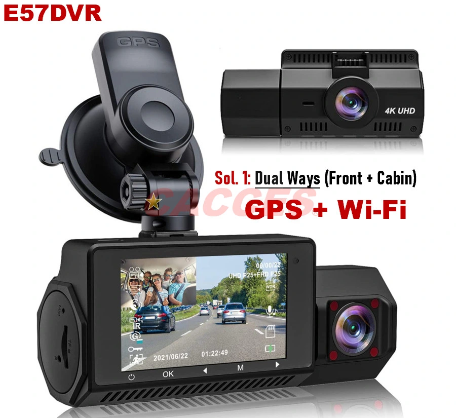 3 Channels 2K Dash Cam, 2K+2K+1080P Front Inside and Rear Three Way Triple Car Camera, IR Night Vision, 24hr Parking Monitor, Capacitor, Support 256GB Max