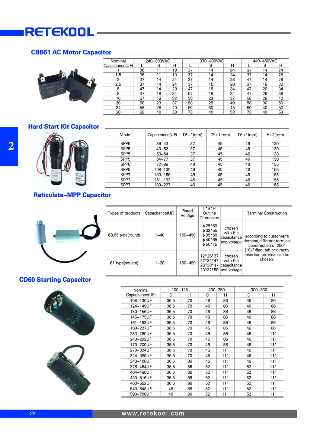 Black Colour Plastic Shell Start Capacitor for Refrigeration Compressor (CD60)