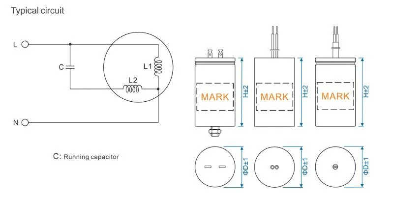 Hot Selling Cheap Custom Cbb60 12UF Washing Machine Motor Double Capacitor