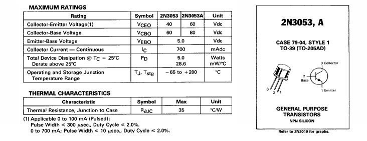 2n3053 to-3 Iron Cap Transistor St Moto Gold Seal Power Triode