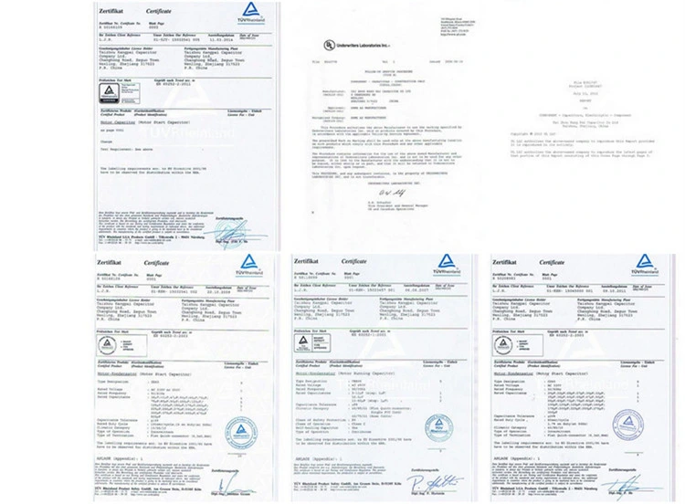 Cbb65 AC Motor Run Capacitor with UL TUV VDE CQC AC Metalized PP Film Cbb65 Sh Capacitor Manufacturer