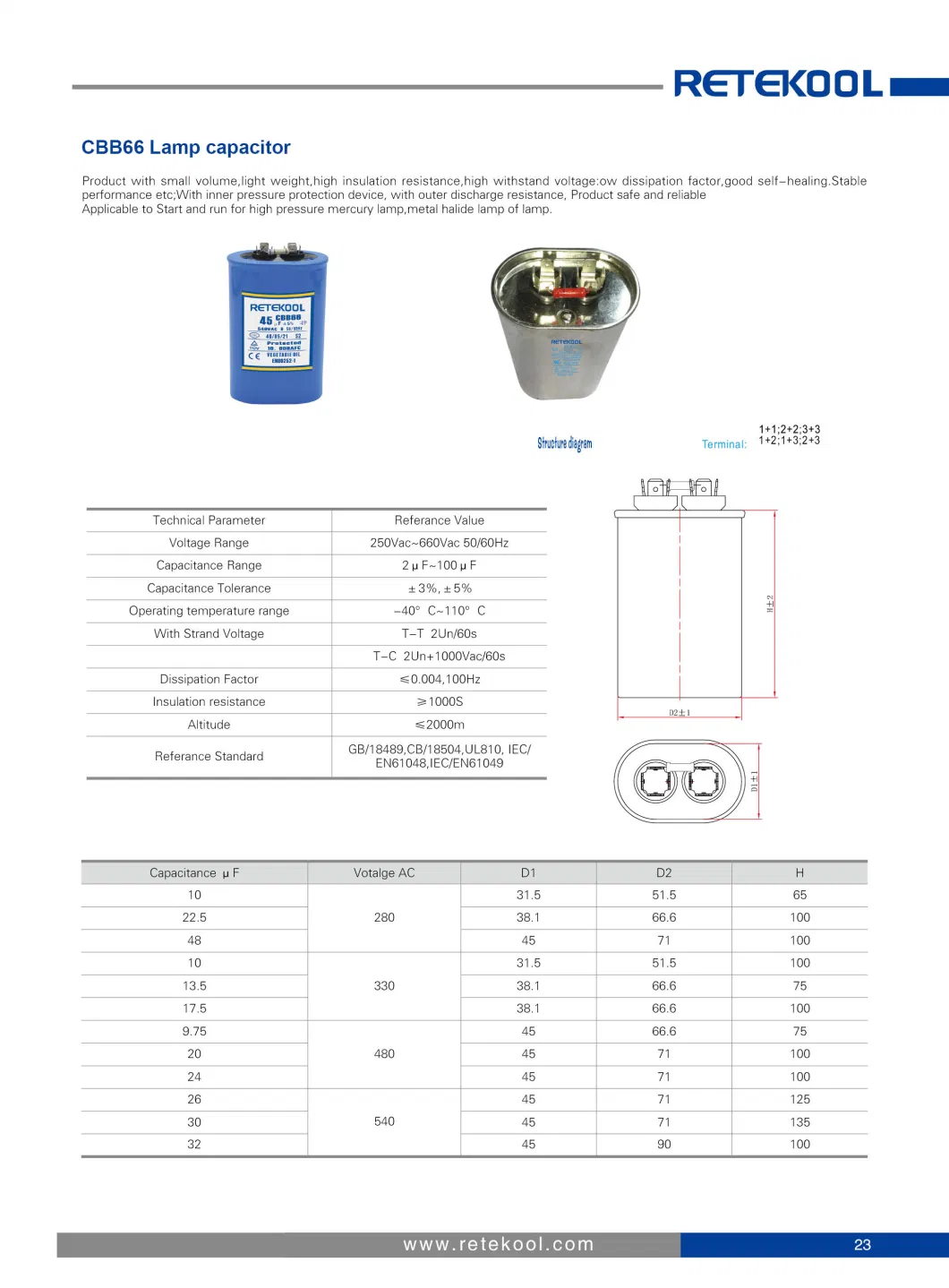 Cbb65 450acv Air Conditioner Parts Motor Run Capacitor