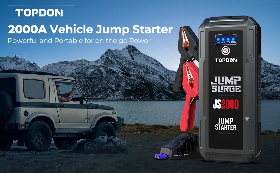 2023 Topdon Manufacturer Js2000 2000A 12V 16000mAh Portable Smart Car Emergency Battery Jump Box Booster Power Bank Auto Car Truck Capacitor Jump Starter AC