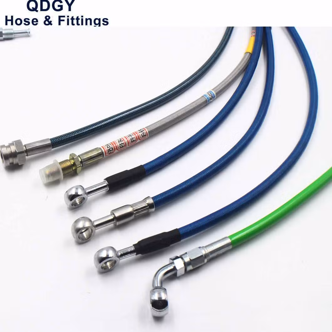 OE Quality DOT SAE J1401 Fmvss106 Road Vehicle Car Hydraulic Flexible Brake Pipe 1/8 Hl Rubber Brake Pipe Hose Assembly Joint End Connect Fittings