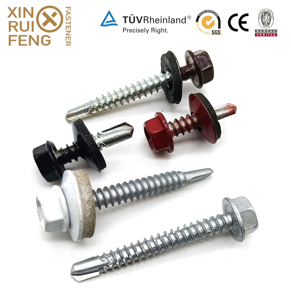 Xinruifeng Fasteners Epoxy Coated Hot Sale Timber Building Purlin Crest Roofing C3 C4 Ruspert Zinc Hex Washer Head Self Drilling Screws