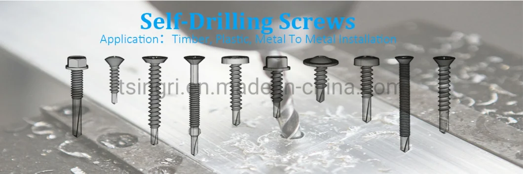 TGR/Tsingri Phillips Flat Knurled Countersunk Head Coated Self-Drilling Teks Screws