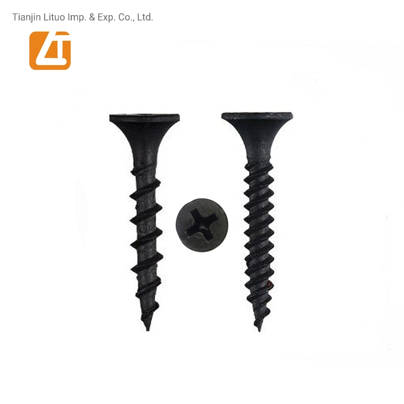 #6 #7 #8 #10 3.5mm 4.2mm 4.8mm Fine /Coarse Black Phosphated Bugle Head Drive Drywall Screws with SGS Approved Canton Fair Global Share