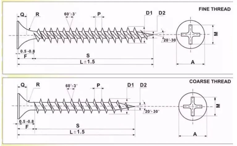 Tianjin Factory Black/Gray Phosphated Bugle Head Gypsum Board Screw Coarse Thread Tornillos Drywall Screw