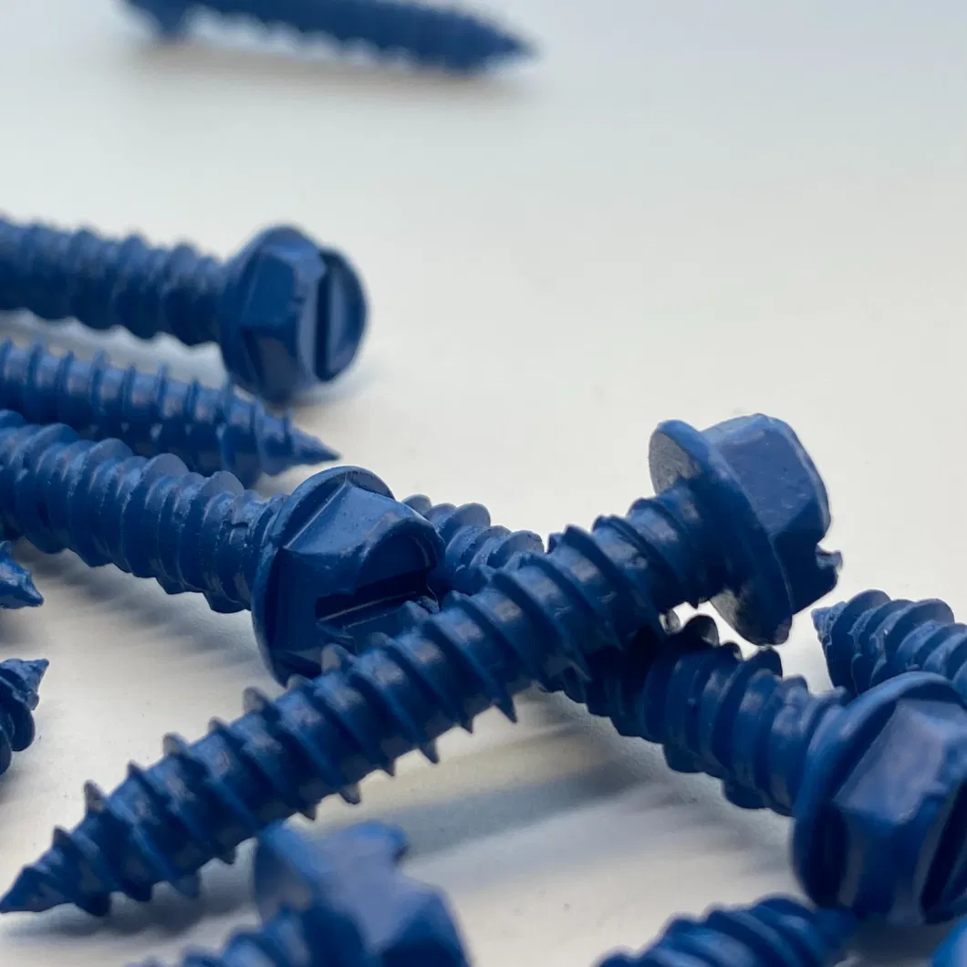 Made in China High-Low Thread Concrete Screw Diamond Point Blue White Color