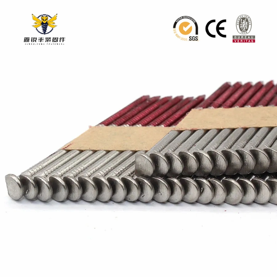 Factory Price Round Head Galvanized Plated Ring/Smooth/Spiral Shank 34 Degree Paper Strip Collated Framing Nails