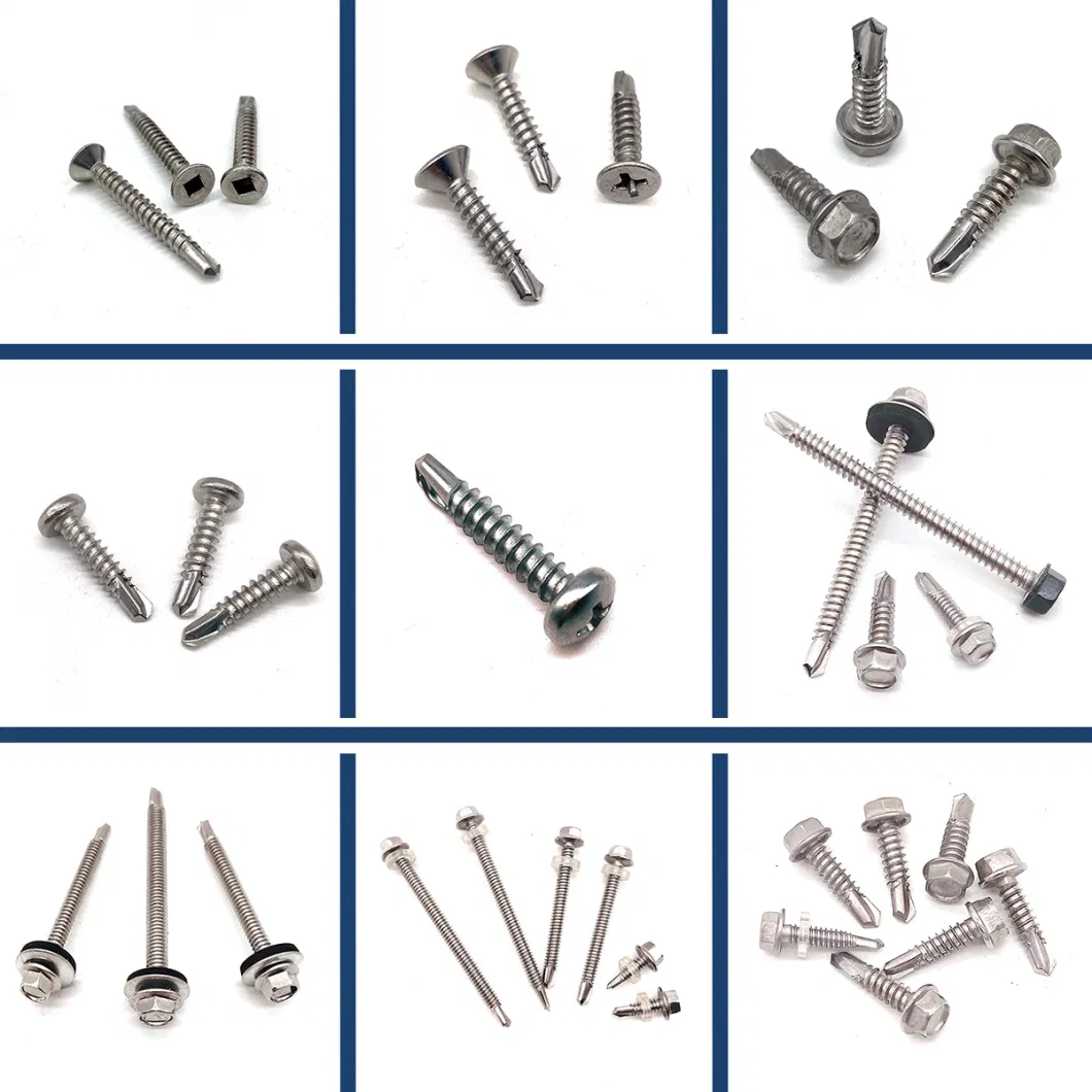 Stainless Steel 304 316 Cross Recessed Countersunk Head Self-Drilling Screw for Cutting Tail