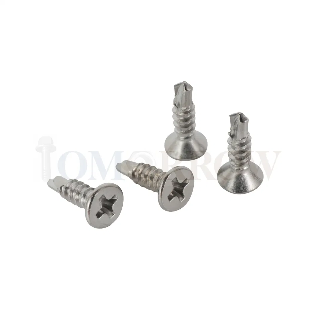 Made in China Factory One-Stop Service Stainless Steel 410, 304, 316 Countersunk (CSK) Head Self-Drilling Screw DIN7504 (P) , ISO15482, ASME B18.64