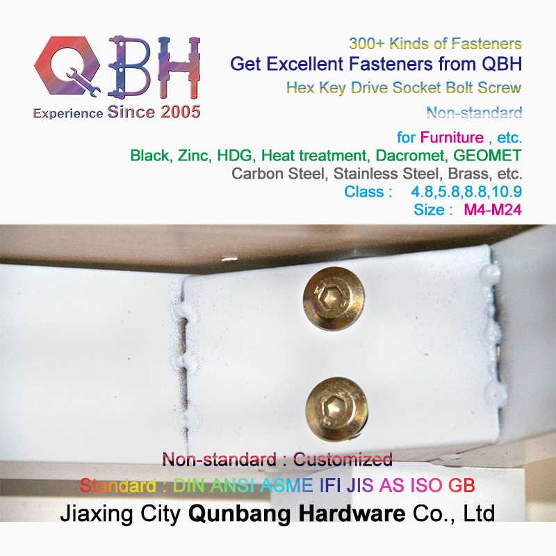 Qbh Customized Non Standard Inner Hex Head Socket Brass Wood Furniture Confirmat Bolt Screw