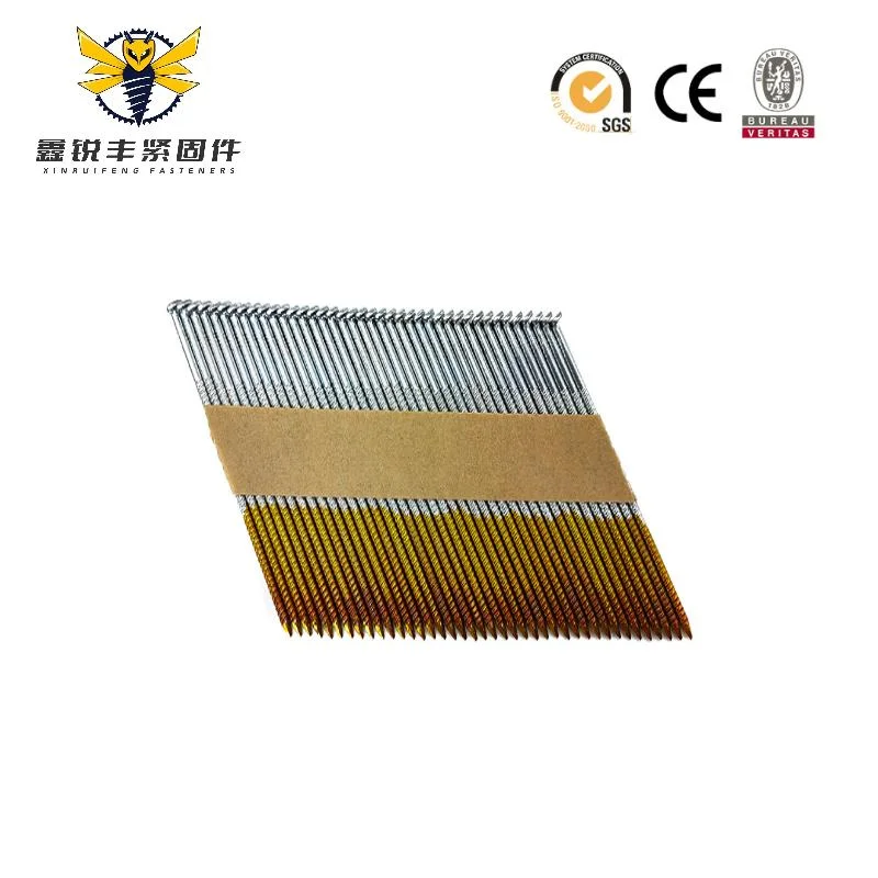 Factory Wholesale Standard Framing Nails Paper Wood Wooden 34 Degree Shank Paper Strip Nails