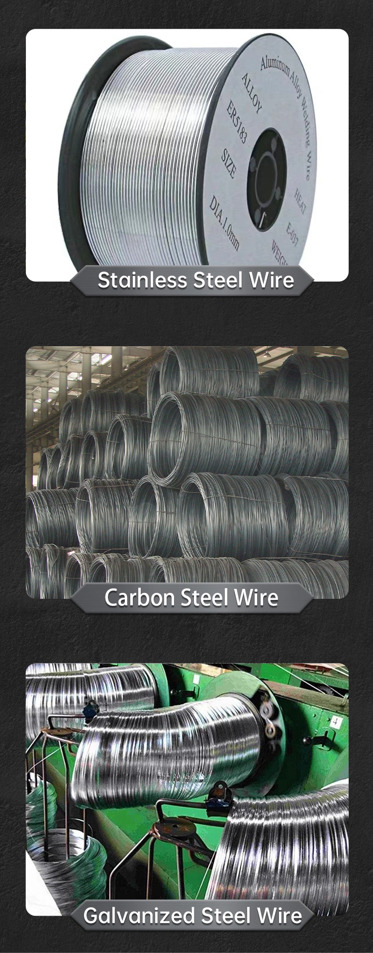 A36 Q235 or 304 316 Grade Stainless and Galvanized Low Carbon Steel Wire with Cheap Price