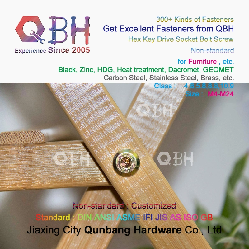 Qbh Customized Non Standard Inner Hex Head Socket Brass Wood Furniture Confirmat Bolt Screw