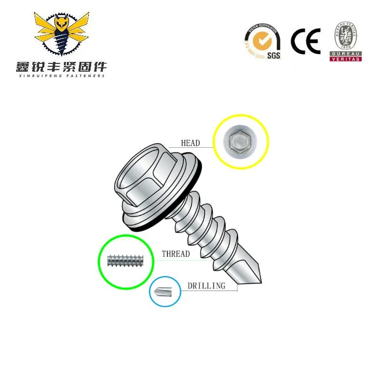 Roofing Wing Teks Sawed Teeth Umbrella Washer Hex Head Self Drilling Screws