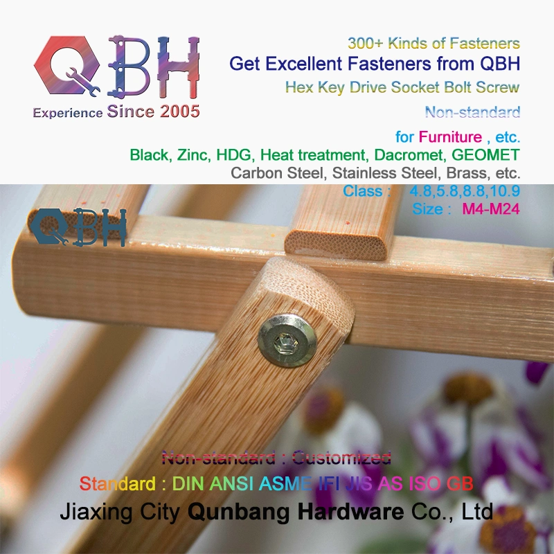 Qbh Customized Non Standard Inner Hex Head Socket Brass Wood Furniture Confirmat Bolt Screw