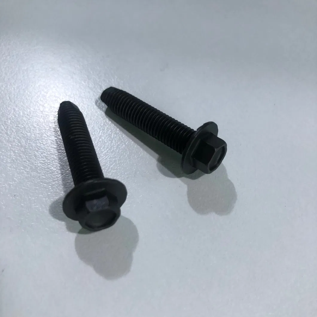 Indented Hex Flange Head Screws with Washer Black