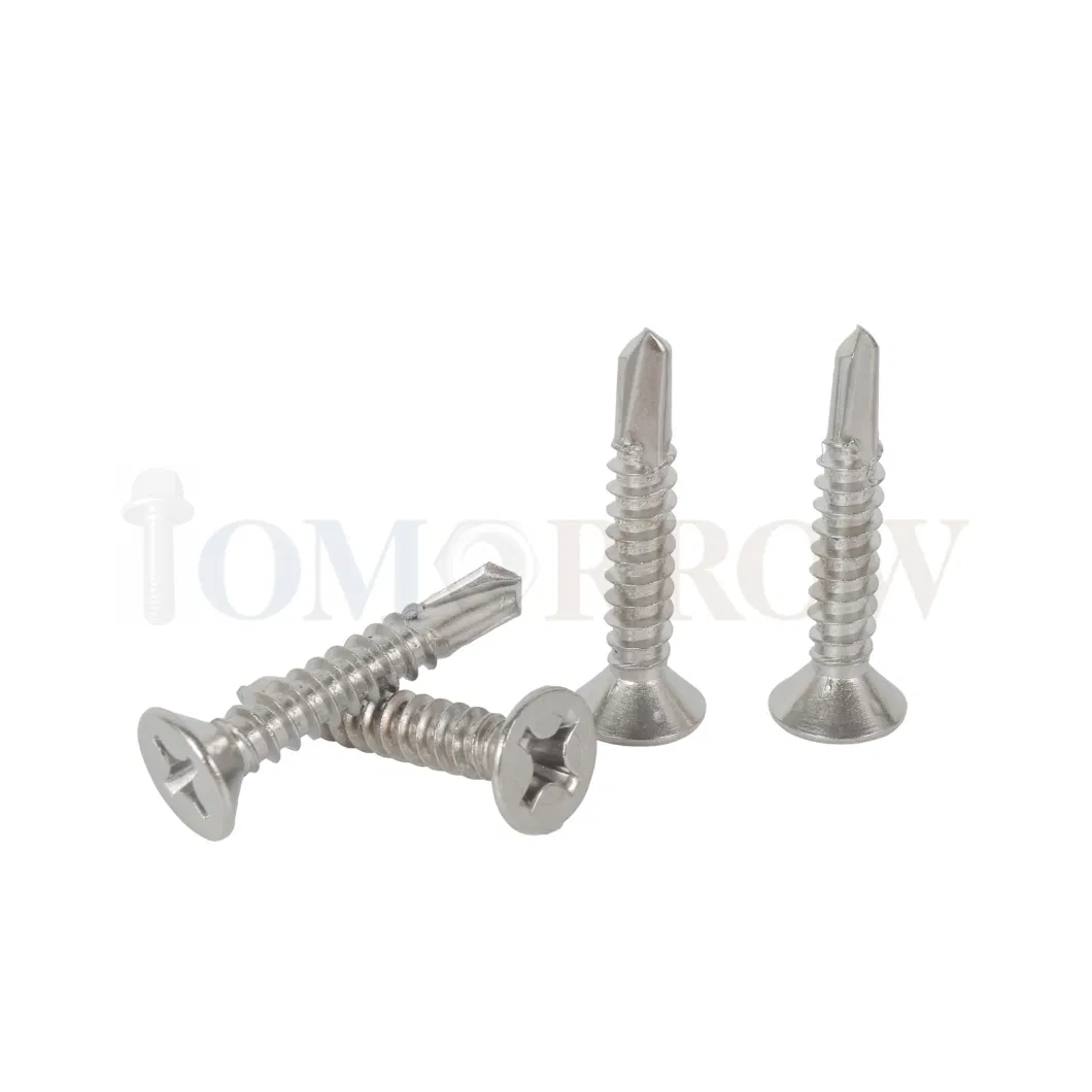 Made in China Factory One-Stop Service Stainless Steel 410, 304, 316 Countersunk (CSK) Head Self-Drilling Screw DIN7504 (P) , ISO15482, ASME B18.64