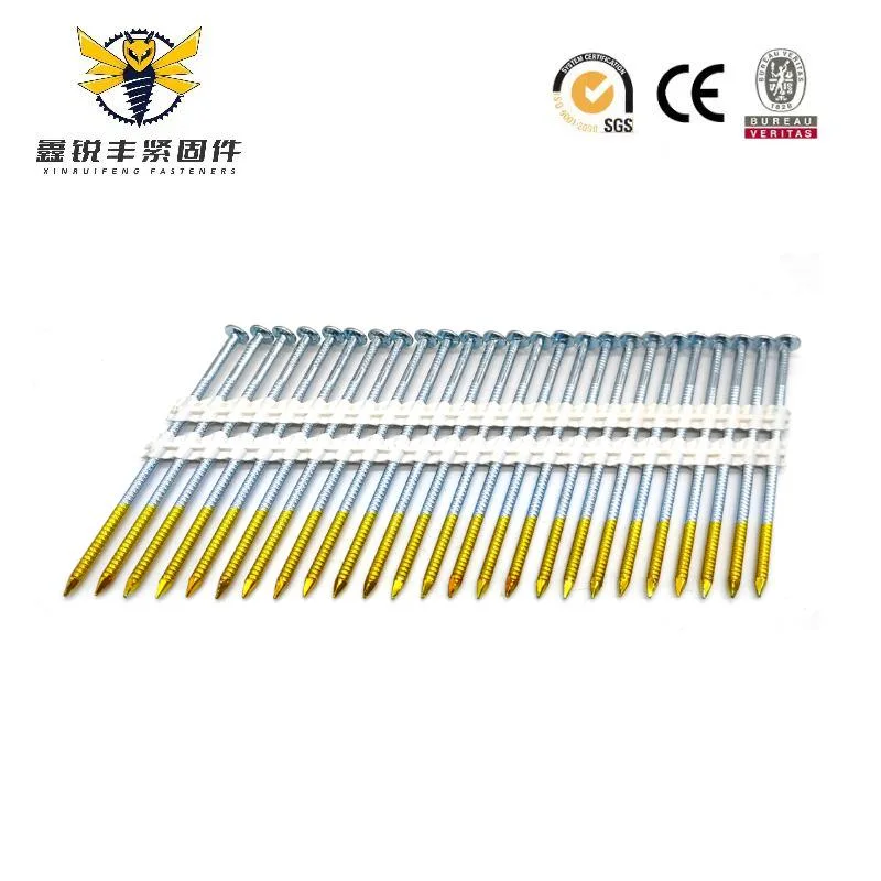 Wholesale21 Degree 75mm Galvanized Round Head Plastic Strip Nails Bright Smooth Shank Plastic Collated Framing Nail