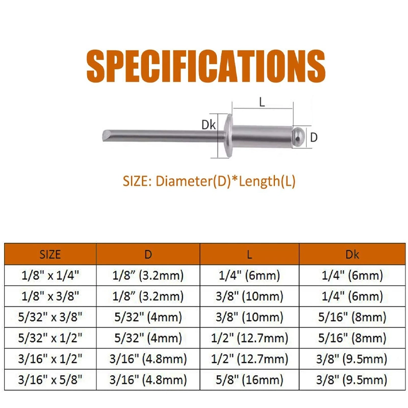 Aluminium Steel Large Flange Blind Rivet Dome Head Zinc Plated Blind Rivets