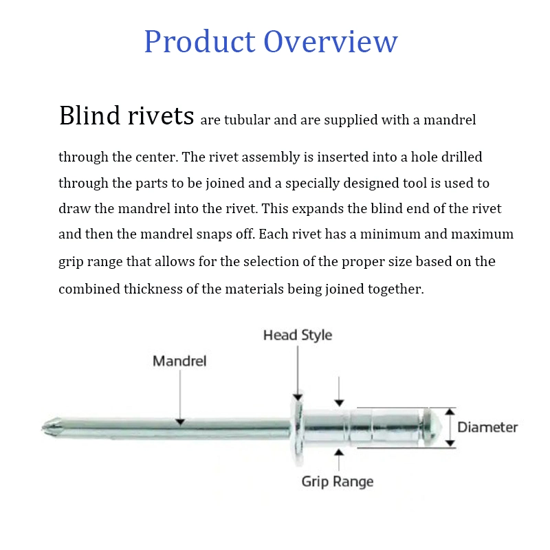 Aluminium Steel Large Flange Blind Rivet Dome Head Zinc Plated Blind Rivets