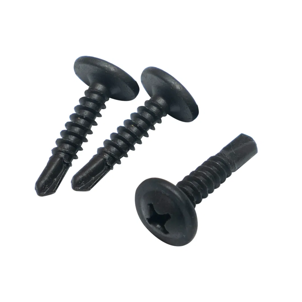 M4.2-18X16mm Polycabonate Sheet Black Phosphated Wafer Head Phillips Self Drilling Screws