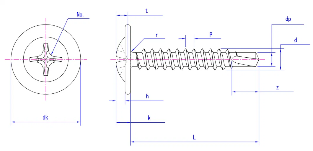 Custom St3.9*16 Stainless Steel Phillips Truss Head Self Drilling Screw