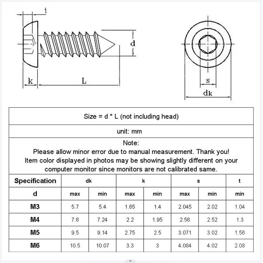 Grade 8.8 Hexagon Pan Head Black Oxide Self-Tapping Screw for Chipboard