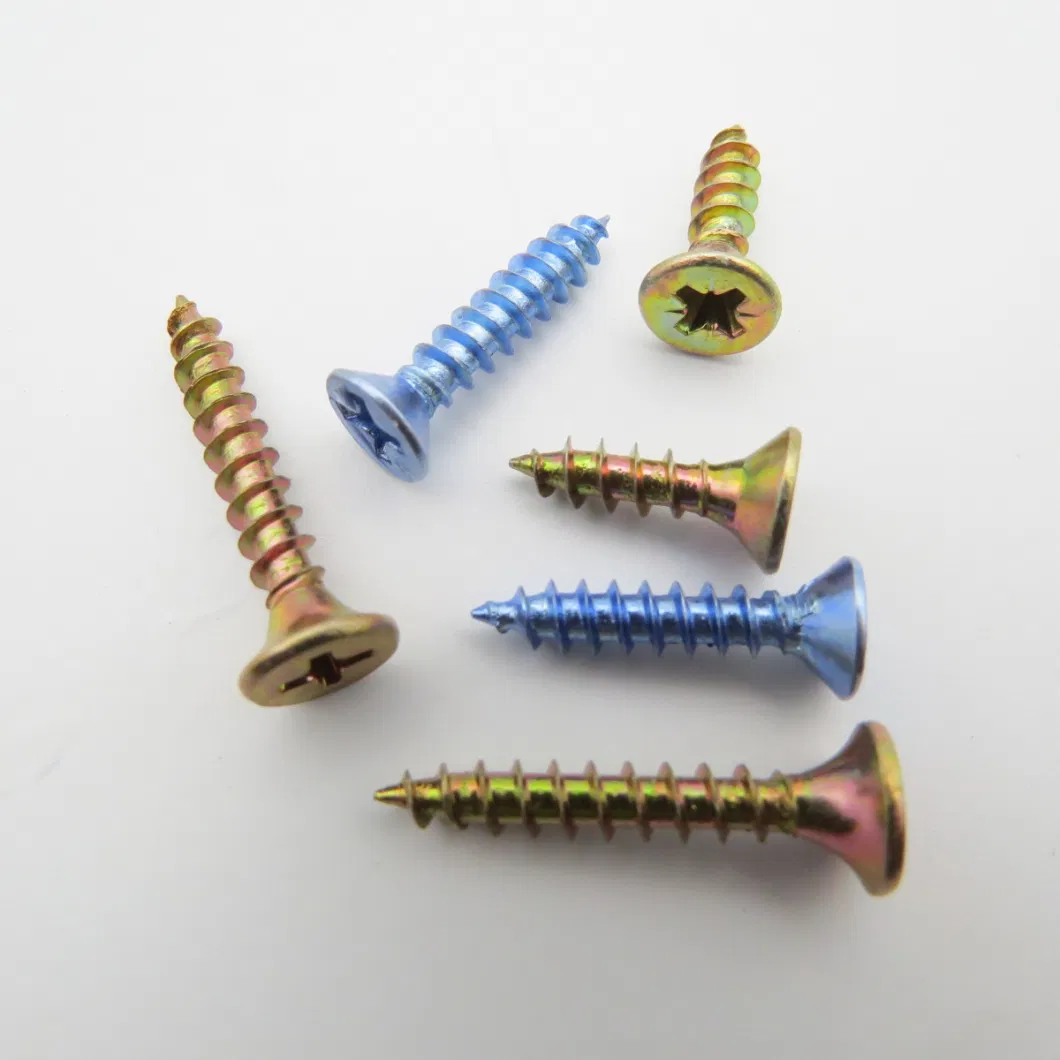 Wholesale Yellow Zinc Plated Carbon Steel Pozi Head Countersunk Chipboard Screw Nail