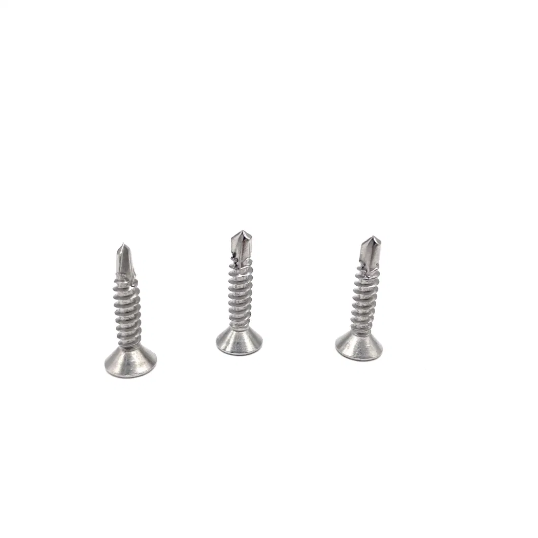 Stainless Steel 304 316 Cross Recessed Countersunk Head Self-Drilling Screw for Cutting Tail