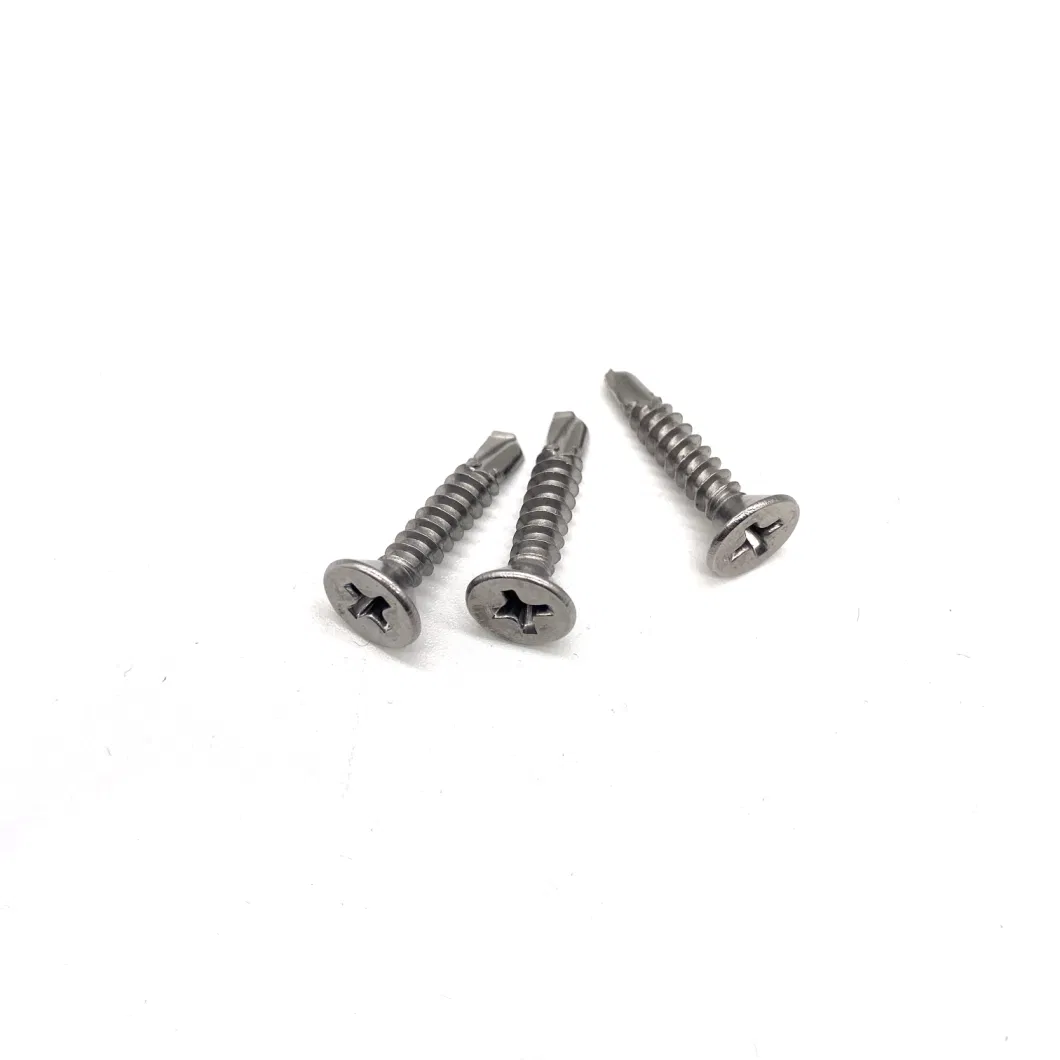 Stainless Steel 304 316 Cross Recessed Countersunk Head Self-Drilling Screw for Cutting Tail