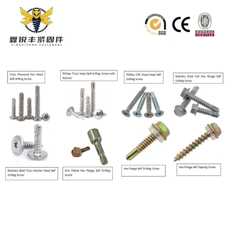 Ruspert Roofing Screw Hex Head Double Threads Self-Drilling Screw with Washers EPDM Washers