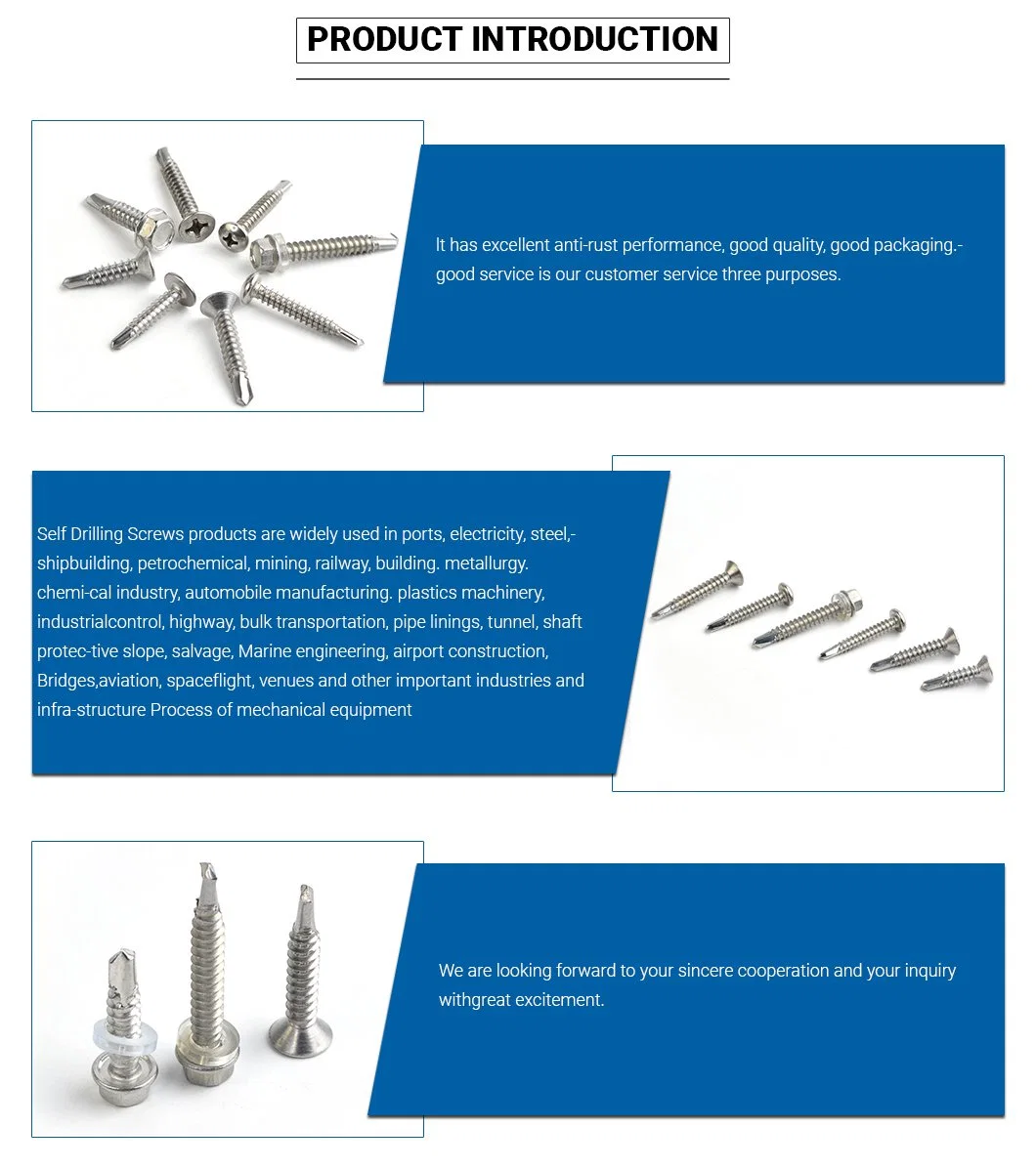 Manufacturer Steel Machine Screw/Tapping Screw/Driling Screw/Wood Screw/Chipboard Screw