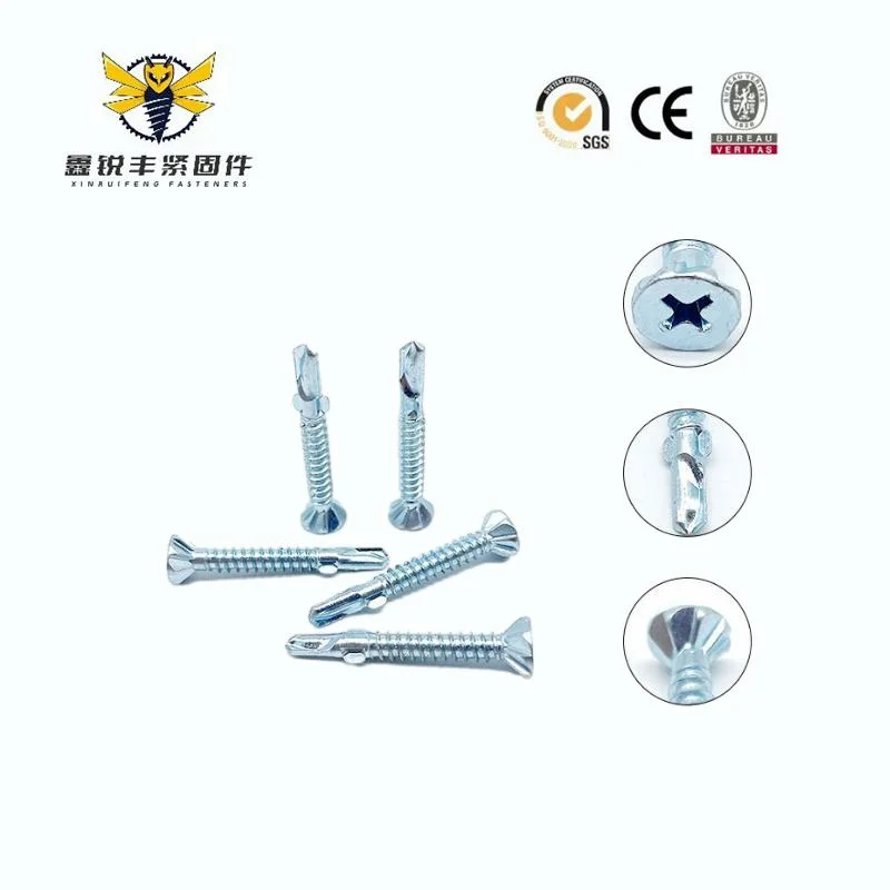 Factory Price Csk Phillips Flat Countersunk Head Self Drilling Screws with Ribs and Wings