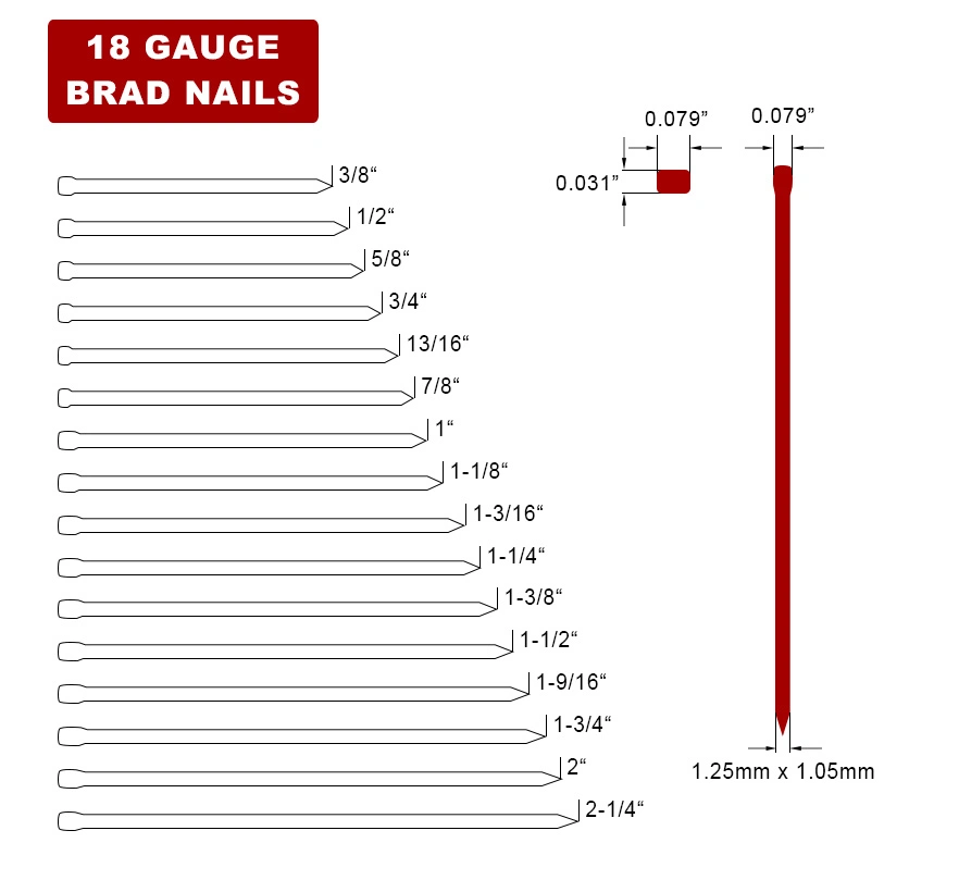 18 Gauge Galvanized F15 Finishing Brads Nails